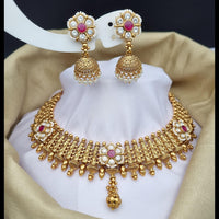 Reet Revaz Gold Plated Polki Kundan Stone And Pearls Necklace Set