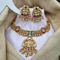 Reet Revaz Gold Plated Polki Kundan Stone And Pearls Necklace Set