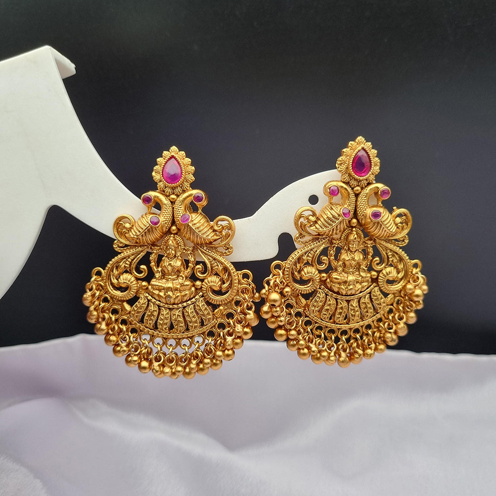 Reet Revaz Gold Plated Pota Stone Dangler Earrings