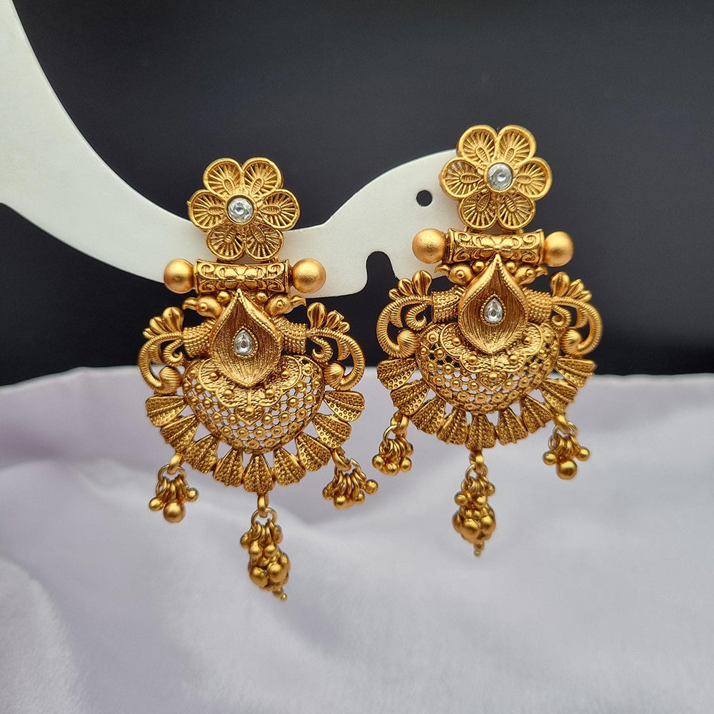 Reet Revaz Gold Plated Pota Stone Dangler Earrings