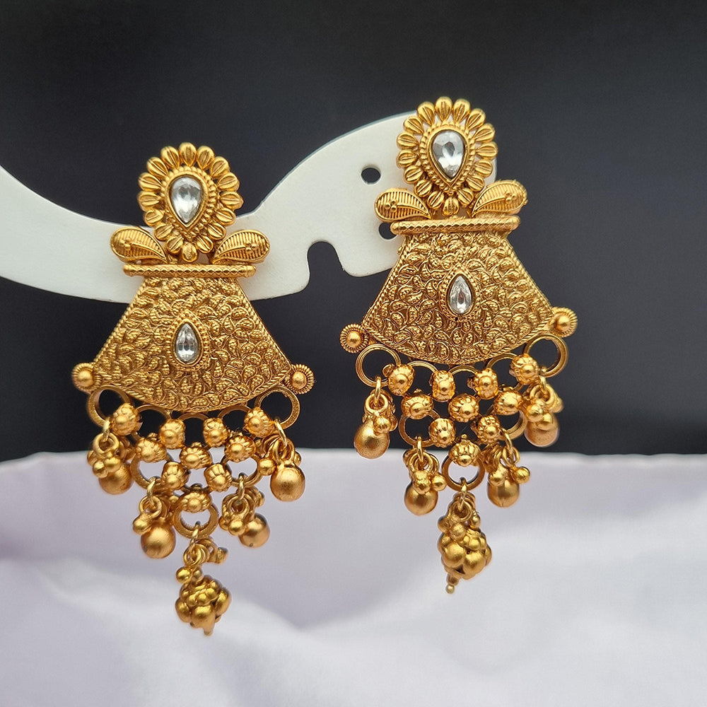 Reet Revaz Gold Plated Pota Stone Dangler Earrings