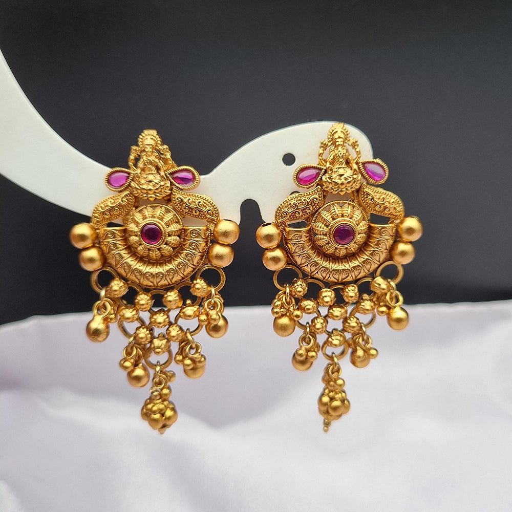 Reet Revaz Gold Plated Pota Stone Dangler Earrings