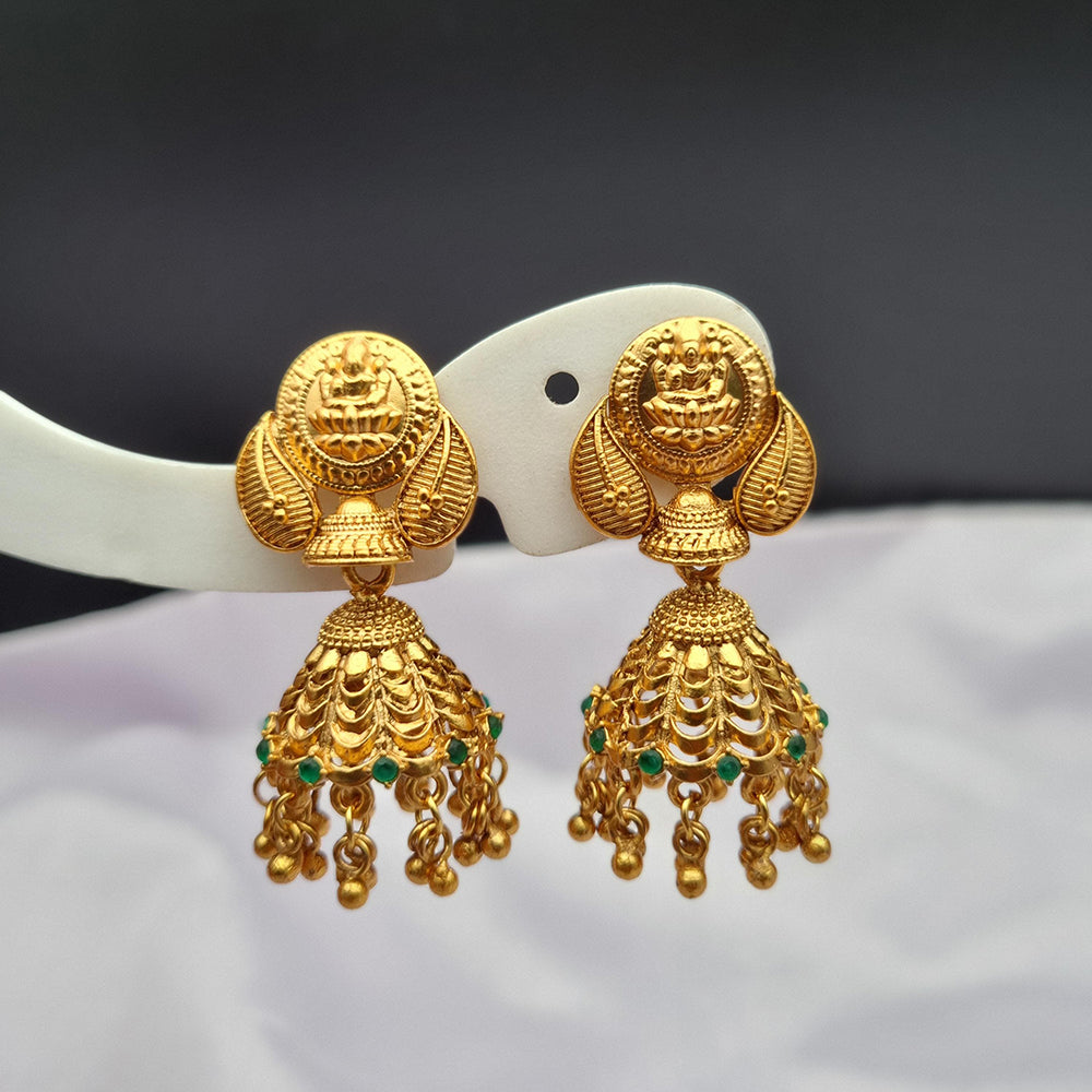 Reet Revaz Gold Plated Pota Stone Jhumki Earrings