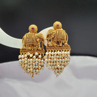 Reet Revaz Gold Plated Pota Stone And Pearl Dangler Earrings