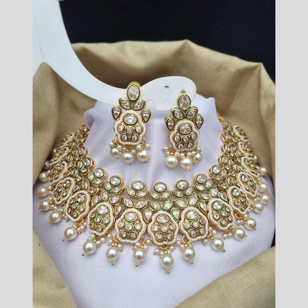 Reet Revaz Gold Finish Elegant Pota Pearl And Beads Necklace Set