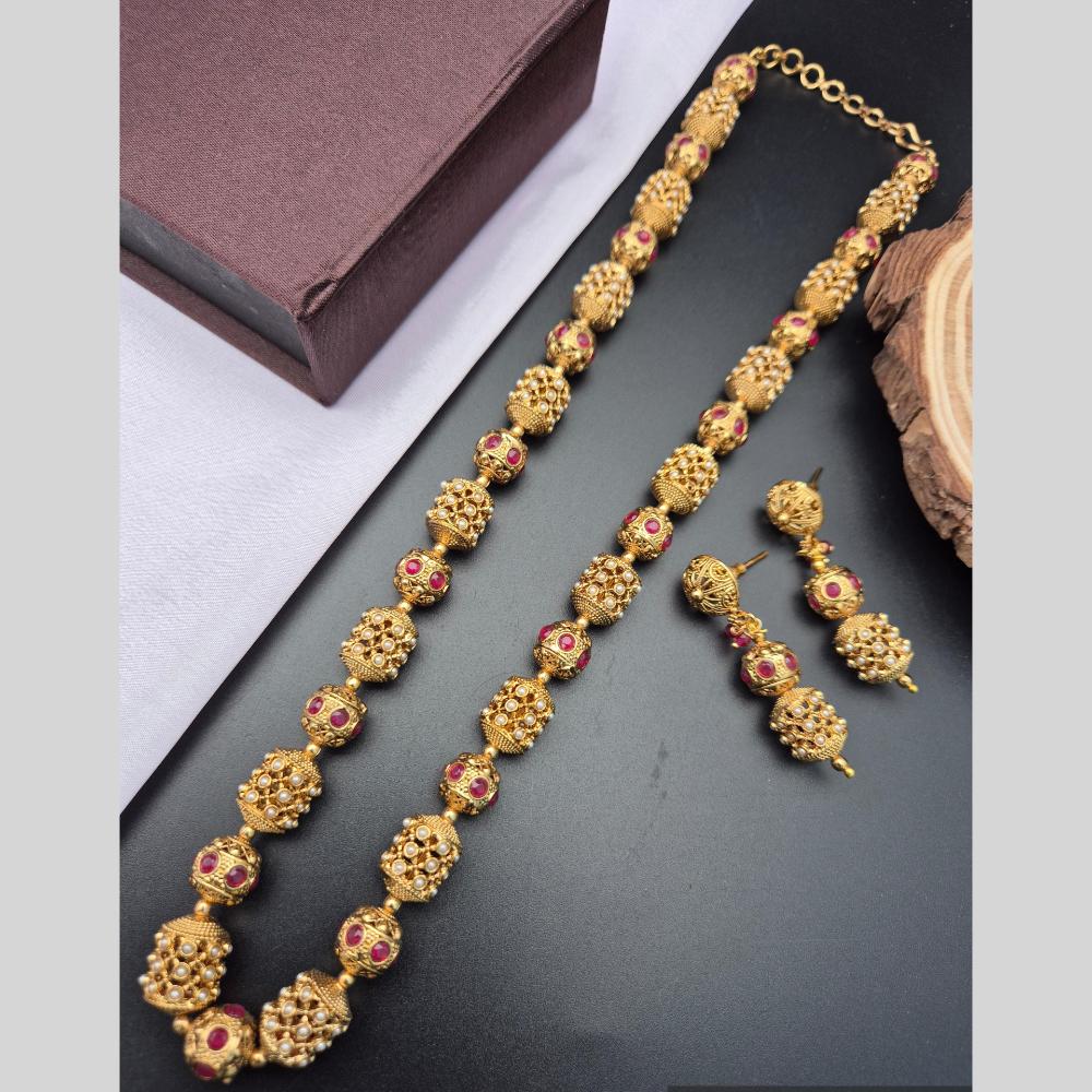 Reet Revaz Traditional Gold Plated Pota Stone Elegant Jewelry for Women and Girls Necklace Set