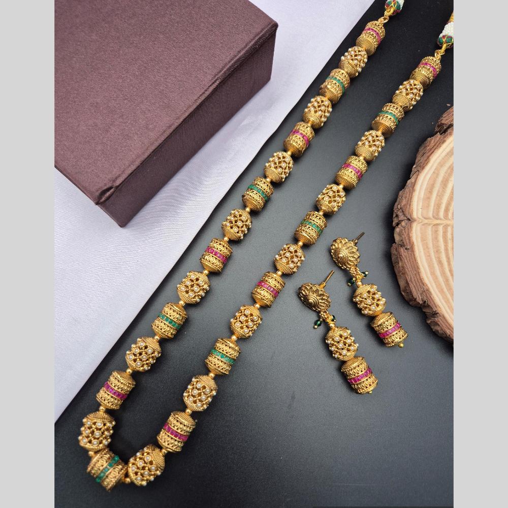 Reet Revaz Traditional Gold Plated Pota Stone Elegant Jewelry for Women and Girls Necklace Set