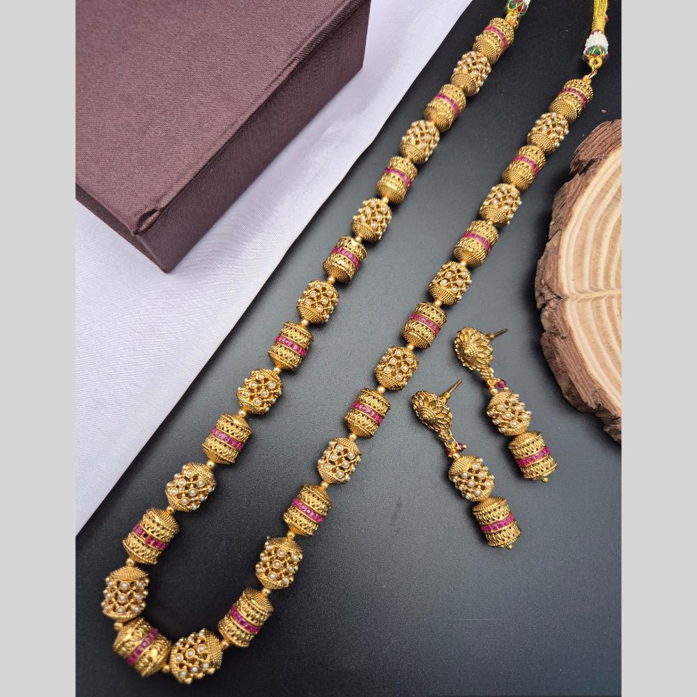 Reet Revaz Traditional Gold Plated Pota Stone Elegant Jewelry for Women and Girls Necklace Set