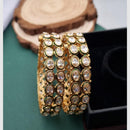 Reet Revaz Gold Plated Crystal Stone Openable Bangles Set