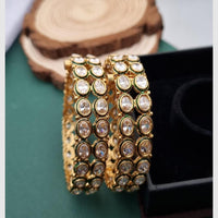 Reet Revaz Gold Plated Crystal Stone Openable Bangles Set