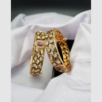 Reet Revaz Gold Plated Pota Stone Openable Bangles Set