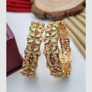 Reet Revaz Gold Plated Crystal And Pota Stone Openable Bangles Set