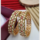 Reet Revaz Gold Plated Crystal And Pota Stone Openable Bangles Set