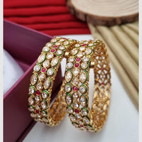 Reet Revaz Gold Plated Crystal And Pota Stone Openable Bangles Set