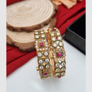 Reet Revaz Gold Plated Crystal And Pota Stone Openable Bangles Set