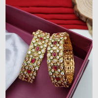 Reet Revaz Gold Plated Crystal And Pota Stone Openable Bangles Set