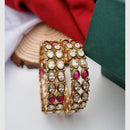 Reet Revaz Gold Plated Crystal And Pota Stone Openable Bangles Set