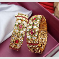 Reet Revaz Gold Plated Crystal And Pota Stone Openable Bangles Set