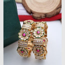 Reet Revaz Gold Plated Crystal And Pota Stone Openable Bangles Set