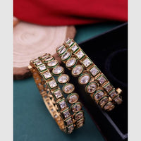Reet Revaz Gold Plated Crystal Stone Openable Bangles Set