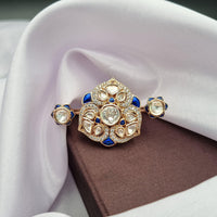 Reet Revaz Gold Plated Polki Kundan Stone And Meenakari Ring