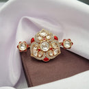 Reet Revaz Gold Plated Polki Kundan Stone And Meenakari Ring