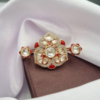 Reet Revaz Gold Plated Polki Kundan Stone And Meenakari Ring