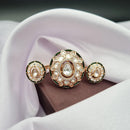Reet Revaz Gold Plated Polki Kundan Stone And Meenakari Ring