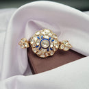 Reet Revaz Gold Plated Polki Kundan Stone And Meenakari Ring