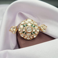 Reet Revaz Gold Plated Polki Kundan Stone And Meenakari Ring