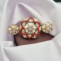 Reet Revaz Gold Plated Polki Kundan Stone And Meenakari Ring