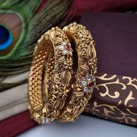 Reet Revaz Gold Plated Pota Stone Openable Bangles Set