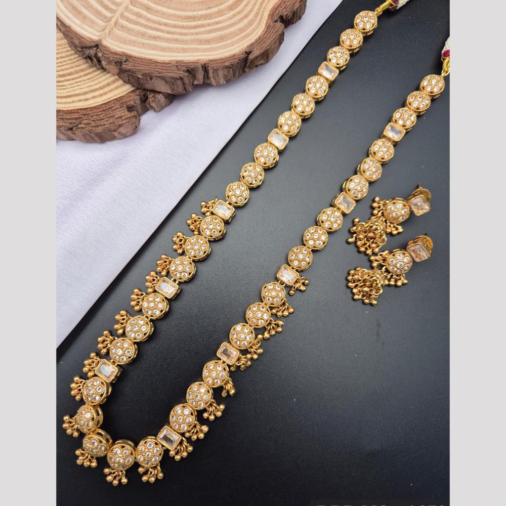 Reet Revaz Desi Chic  Pota And Crystal Stone Occasion Ready Long Necklace Set
