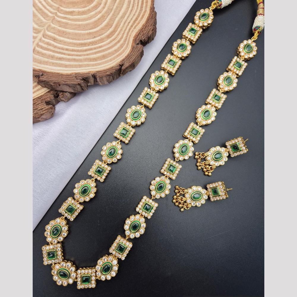 Reet Revaz Place Glam Pota And Crystal Stone Modern Ethnic Long Necklace Set