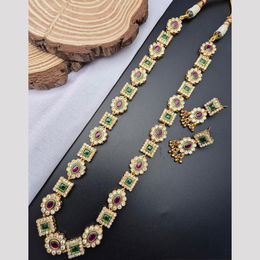 Reet Revaz Place Glam Pota And Crystal Stone Modern Ethnic Long Necklace Set