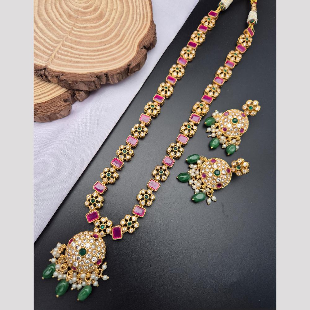 Reet Revaz Rajkumari Look  Pota And Crystal Stone Ethnic Glam Long Necklace Set