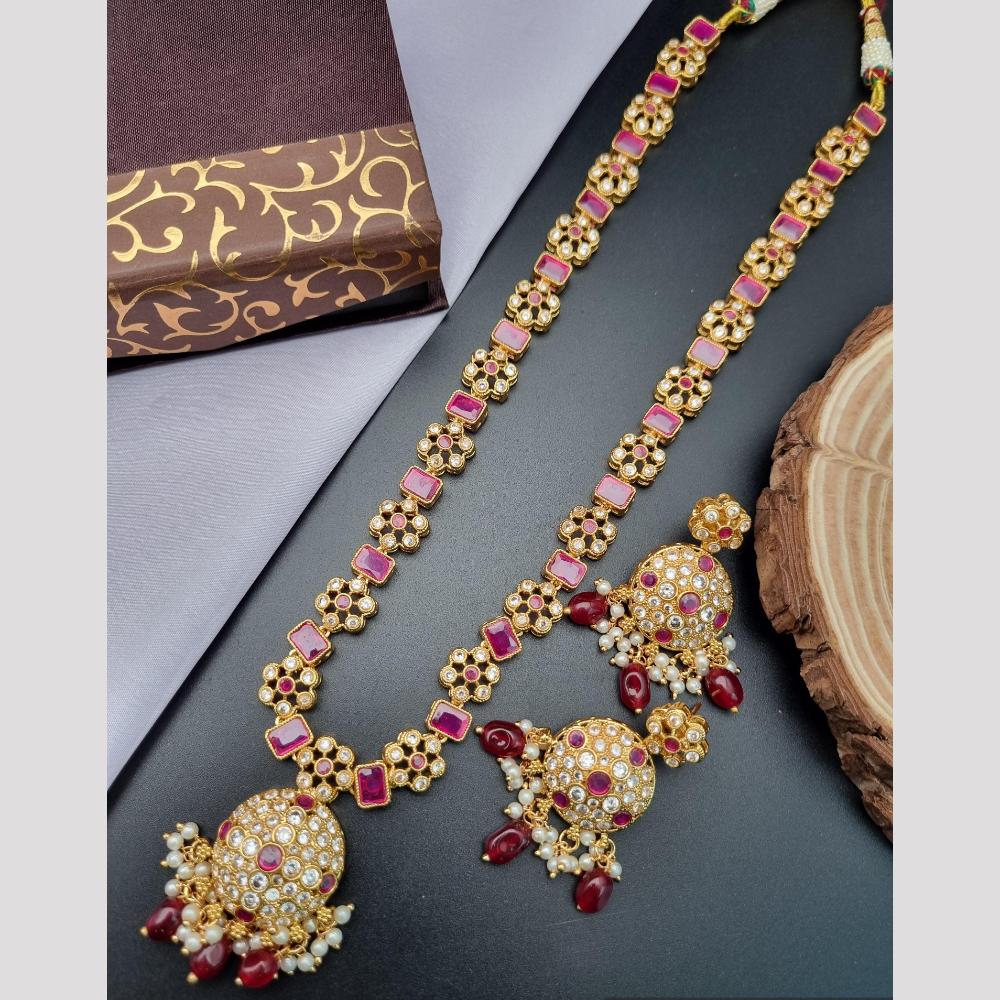 Reet Revaz Rajkumari Look  Pota And Crystal Stone Ethnic Glam Long Necklace Set