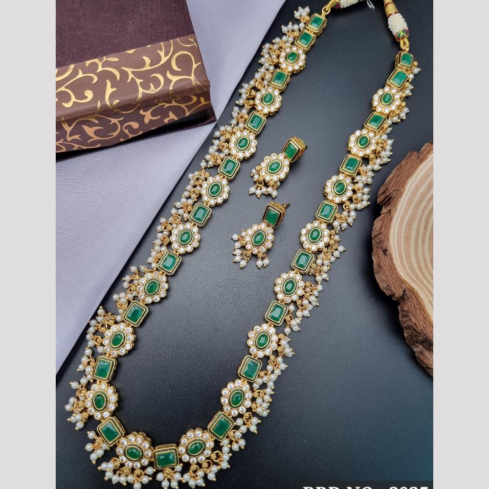 Reet Revaz Rajkumari Look  Pota And Crystal Stone Ethnic Glam Long Necklace Set