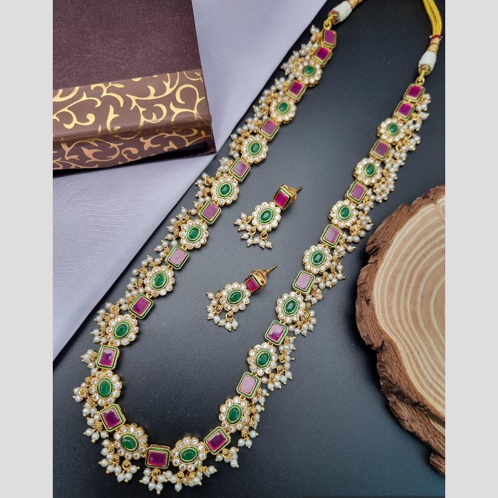 Reet Revaz Rajkumari Look  Pota And Crystal Stone Ethnic Glam Long Necklace Set