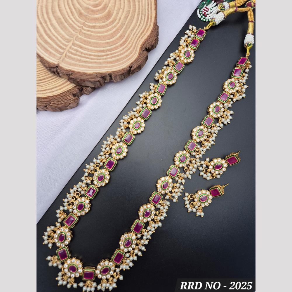 Reet Revaz Rajkumari Look  Pota And Crystal Stone Ethnic Glam Long Necklace Set