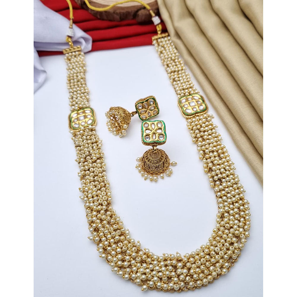 Reet Revaz Rajkumari Look Pota Stone And Pearl Ethnic Glam Long Necklace Set