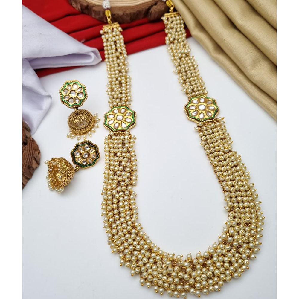 Reet Revaz Rajkumari Look Pota Stone And Pearl Ethnic Glam Long Necklace Set