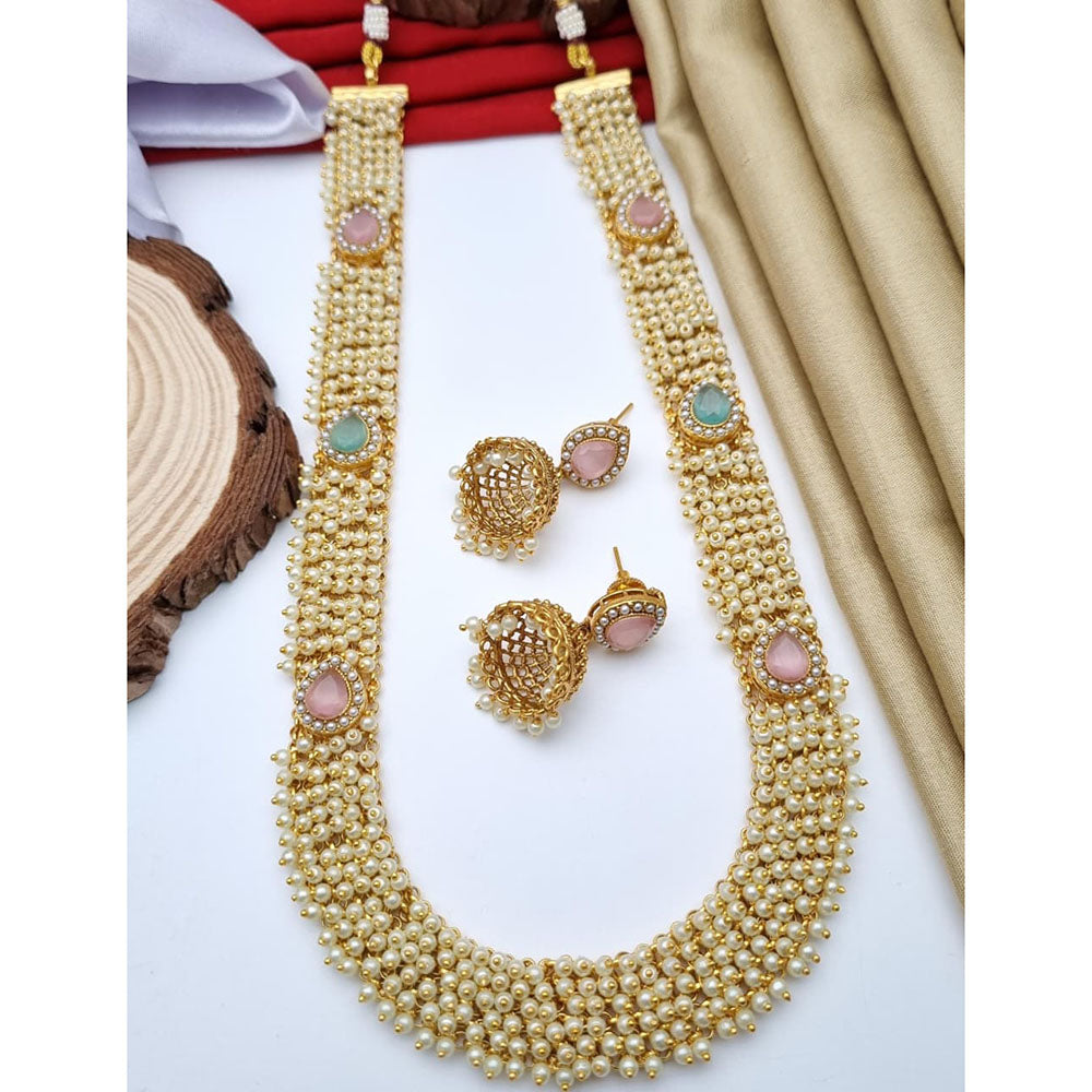 Reet Revaz Rajkumari Look Pota Stone And Pearl Ethnic Glam Long Necklace Set