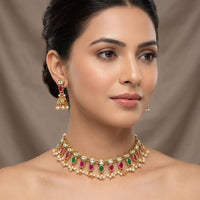 Reet Revaz Premium Pota Stone And Pearl Choker Necklace Set