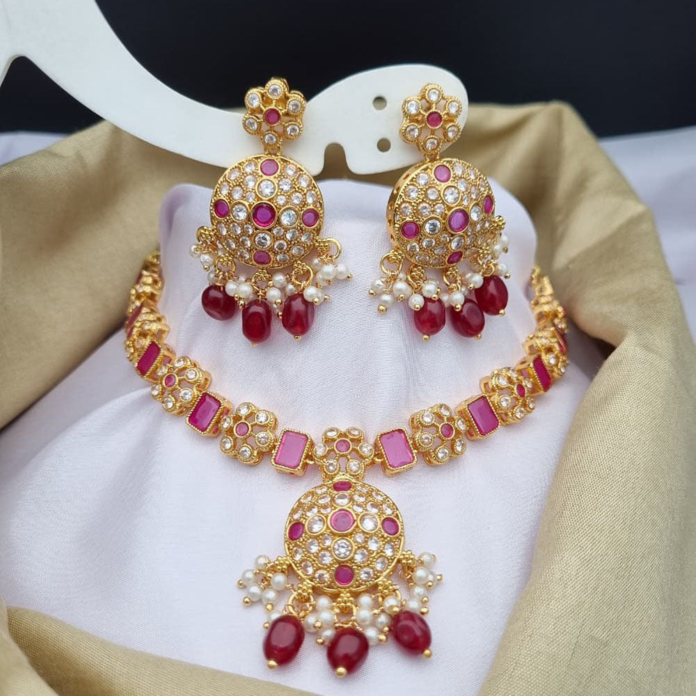 Reet Revaz Premium Pota Stone And Pearl Choker Necklace Set