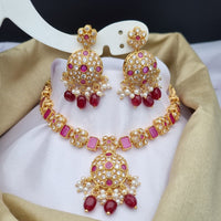 Reet Revaz Premium Pota Stone And Pearl Choker Necklace Set