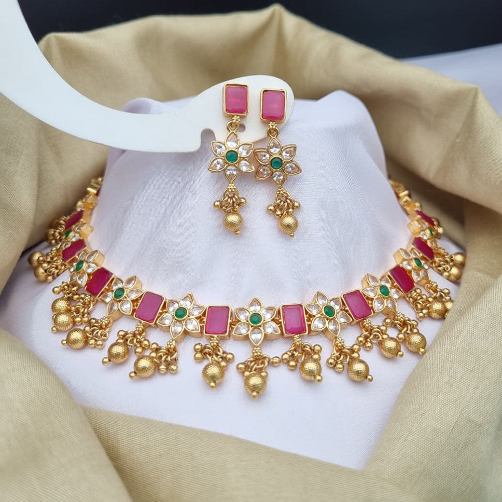 Reet Revaz Premium Pota Stone And Pearl Choker Necklace Set