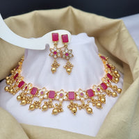 Reet Revaz Premium Pota Stone And Pearl Choker Necklace Set