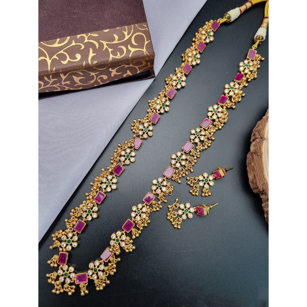 Reet Revaz Rajkumari Look Pota Stone And Pearl Ethnic Glam Long Necklace Set