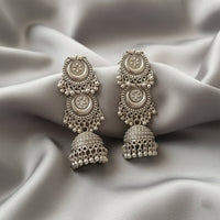 Urthn Stylish Oxidised Jhumka Earrings (Pack Of 6)
